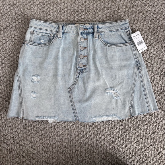 Free People Distressed Denim Mini Skirt - Picture 2 of 4